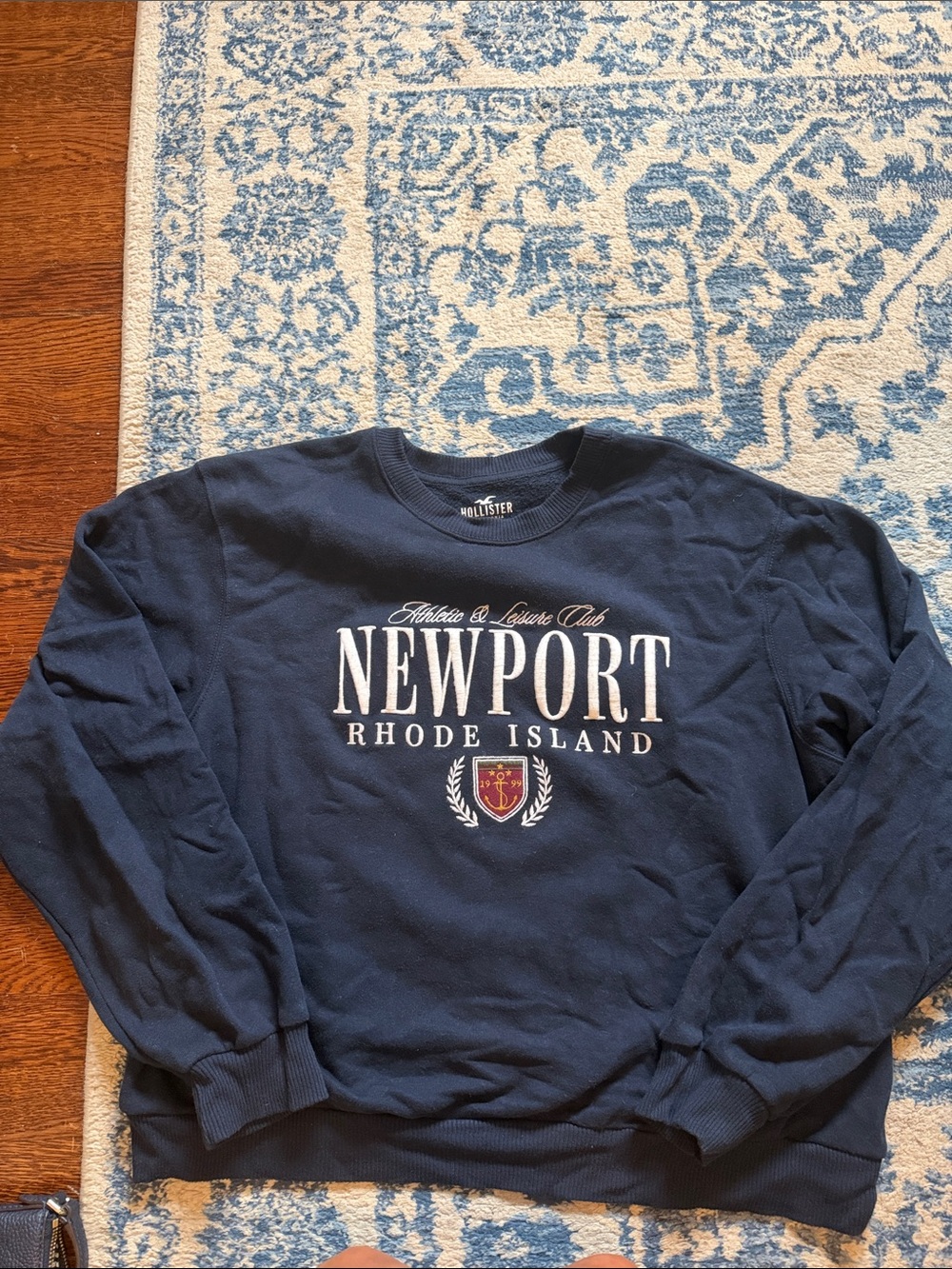 Hollister Navy Crewneck with Newport Rhode Island Graphic